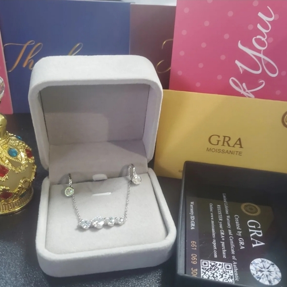 .3 ct t.w Moissanite Four Row Necklace  W/Moissanite .5 ct t.w. Petite earring - Picture 2 of 5